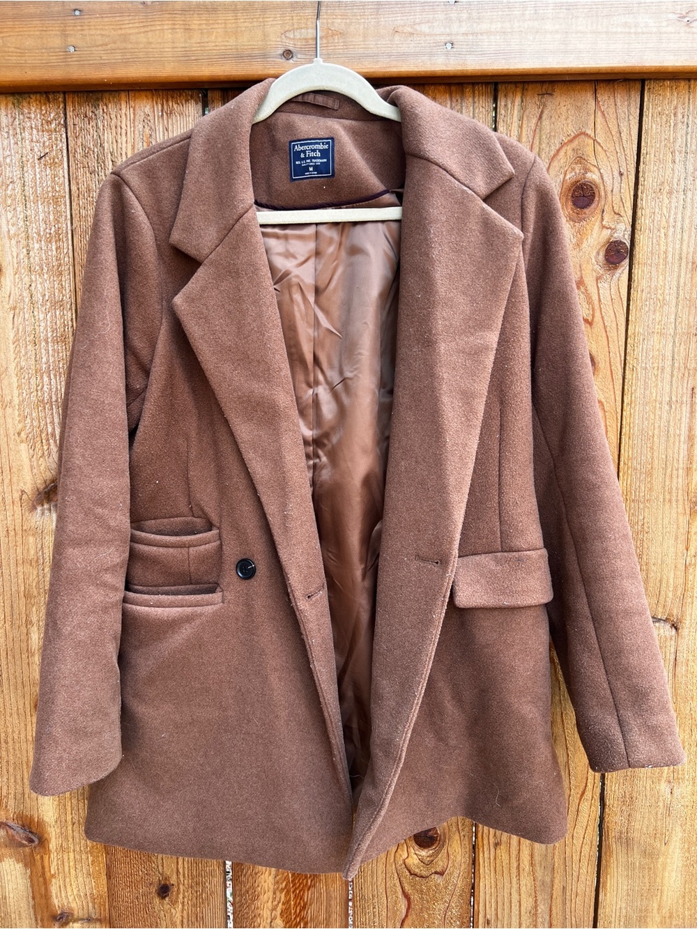 Abercrombie & Fitch Women's Chestnut Brown Wool-Blend Blazer Jacket
